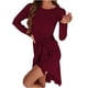 thumbnail image 1 of Mini vestido de otoño de vendaje de color sólido de manga larga con cuello redondo de moda sexy para mujer Fridja  NMB162, 1 of 9