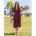 thumbnail image 4 of Vestido HOTOUCH de lino de manga corta casual de verano con bolsillos, 4 of 6