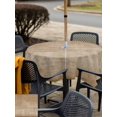 thumbnail image 4 of Outdoor Tablecloth with Umbrella Hole & Zipper, Vintage Brown Square Tablecloth 54x54 Inch, Modern Abstract Retro Art Patio Table Cover Waterproof Table Cloth for Picnic/Party, 4 of 7