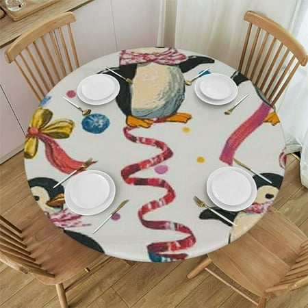 

Patifu Penguins Streamers Round Tablecloth Stain Resistant and Washable for Indoor and Outdoor Use Perfect for Kitchen Dining Wedding Parties 100% Polyester Table Cover 38 -42