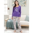 thumbnail image 5 of Women's Two Piece Sleepwear Set Knit Top with Flannel Pants RHW2864, 5 of 7