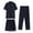 Navy, variant on Men's Sleepwear Set Long Pants Shorts and Short Sleeve Top 3-Piece Home Comfort Pajamas