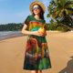 thumbnail image 4 of Easygdp Chameleon para Vestido Transpirable de Mujer, Vestido Suelto de Manga Corta con Pliegues y Bolsillos para el Verano, 4 of 6