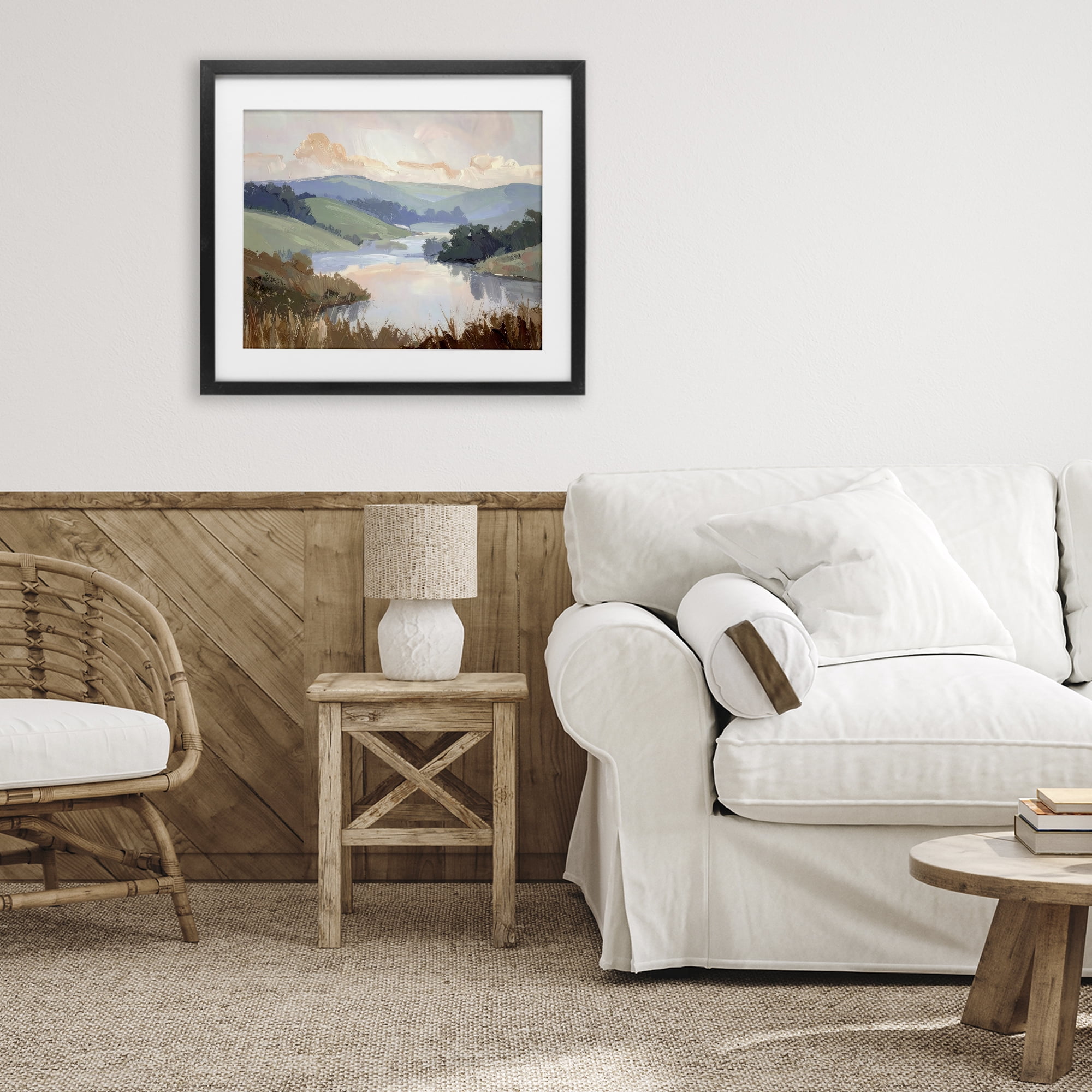 Stupell Industries Muted Distant Mountains Black Framed Print Under Glass, design by Alonza Saunders