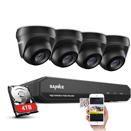 SANNCE 1080p 8-Channel CCTV Camera System 5-in-1 CCTV DVR Recorder with 4pcs Waterproof Wired Surveillance Camera,4TB Hard Drive
