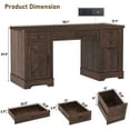thumbnail image 6 of 58" Farmhouse Executive Desk with 4 Drawers & Charging Station, Office Computer Desk with File Drawer, Rustic Wooden Study Desk Workstation for Home Office, 6 of 9
