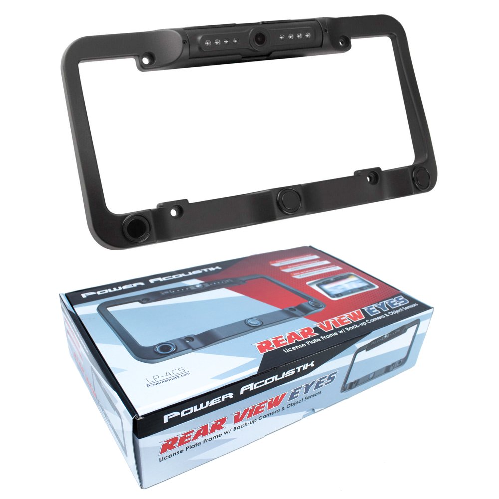 Universal Waterproof License Plate Frame BackUp Camera Power Acoustik