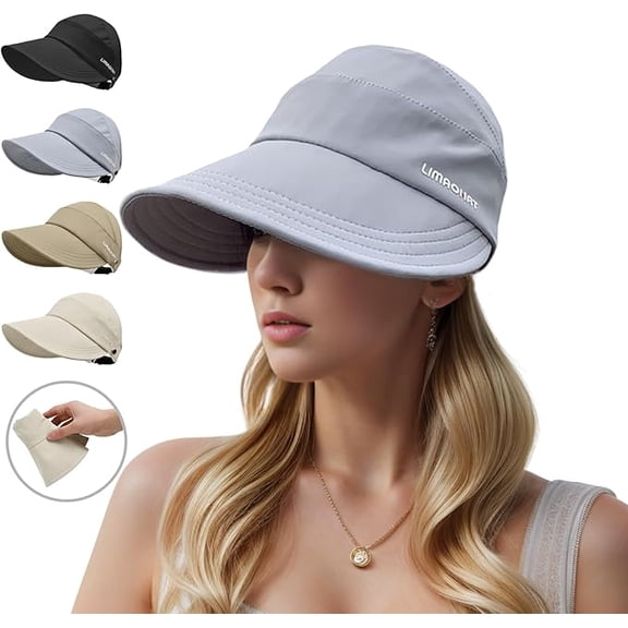 Sun Hats for Women Wide Brim UV Protection Hollow Top Sun Hat Summer Beach Packable Visor
