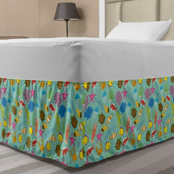 Ambesonne Multi-color Wrap Around and Gathered Microfiber Bed Skirt, Twin