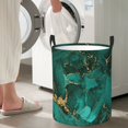 thumbnail image 5 of Sikiie Green Gold Glitter Print Round Dirty Clothes Basket, Waterproof Standing Foldable Storage Basket, for Laundry Room, Bedroom, Bathroom Storage-Medium, 5 of 6