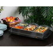 MegaChef Buffet Server & Food Warmer With 4 Removable Sectional Trays , Heated Warming Tray and Removable Tray Frame