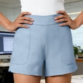 thumbnail image 6 of Byworldtasic High Waist Shorts for Women Comfy Elastic Waist A-Line Shorts Dressy Shorts with Pockets, 6 of 6