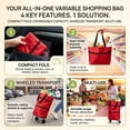 thumbnail image 5 of Foldable Rolling Shopping Bag, Wheeled Grocery Tote for Supermarket and Picnic in Red, 5 of 6