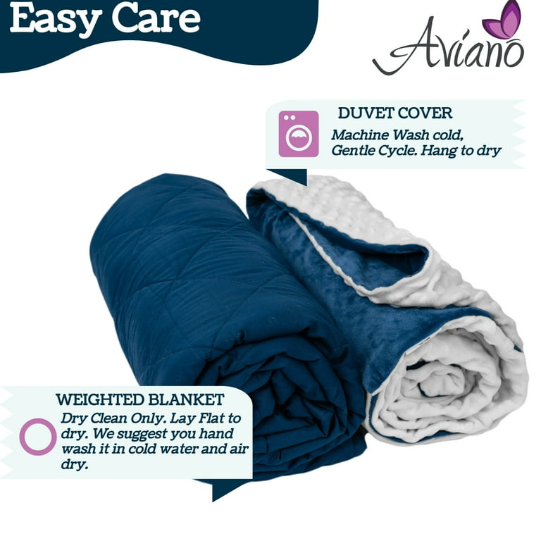 Aviano Premium Weighted Blanket for Adults 10 lbs with Removable Duvet Cover White Navy for Twin Size Bed 48x72 In. Heavy Heating Blankets for Restlessness Walmart