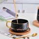 thumbnail image 3 of Inteprter Taza de cerámica de estilo nórdico, taza con diseño de canicas con cuchara, contenedor de comida para desayuno de avena, vaso, Teteras Negro/Corto Inteprter HA081675-01, 3 of 6
