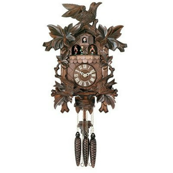 One Day Hand-carved Musical Cuckoo Clock with Dancers and Animated Birds
