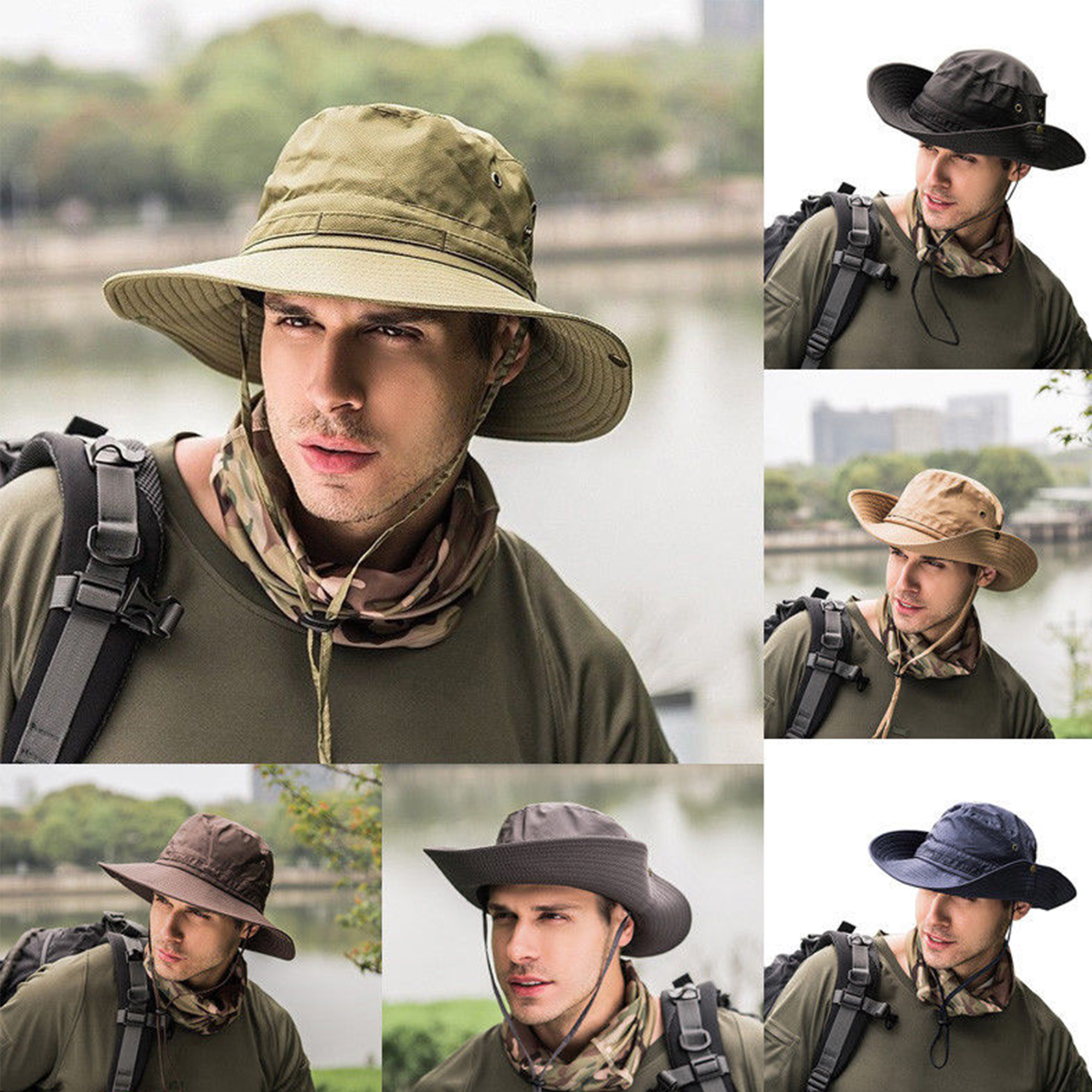 SUNSIOM Men's Military Bucket Hat Boonie Hunting Fishing Climbing Outdoor Wide Cap Brim - image 3 of 6