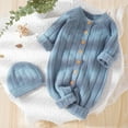 thumbnail image 2 of ZyeKqe Infant Baby Girl Boy Jumpsuit Fall Winter Cable Knit 1 Piece Outfit Romper Warm Sweater Outwear, 2 of 3