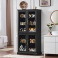 thumbnail image 4 of Farmhouse Buffet Cabinet with 4 Glass Doors, 67.2" Tall Sideboard Buffet Storage Cabinet with Shelves, for Kitchen Living Room Bedroom, Black, 4 of 8