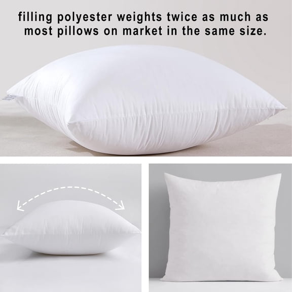 20x20 Pillow Inserts Set of 4 - Cotton Cover Down Alternative Throw Pillows White for Couch Bed Sofa