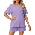 thumbnail image 3 of UVN 2 Piece Pajama Sets for Women Short Sleeve Top and Shorts Sleepwear Casual Lounge Set with Pockets, 3 of 8