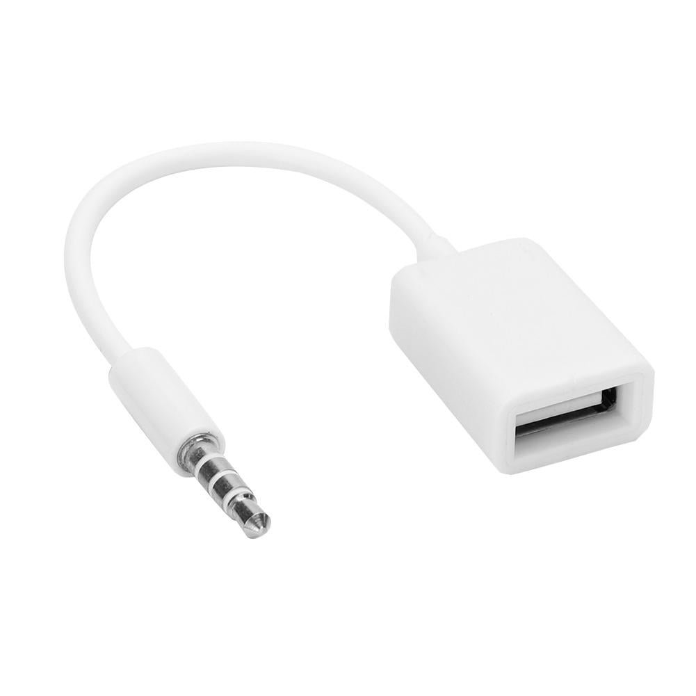 Blanc FINOO Câble Adaptateur pour Une Prise Audio AUX vers Une Prise USB 2.0 Femelle 