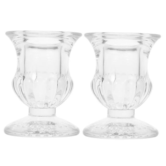 2 Pcs Glass Candle Holder Candlesticks Decor Craft Candleholder Essential Oil Wedding Holders