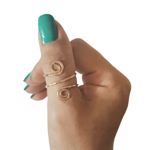 Adjustable 14k Gold Filled Thumb Ring with Swirl Design - Unique Women's Coil Thumb Ring