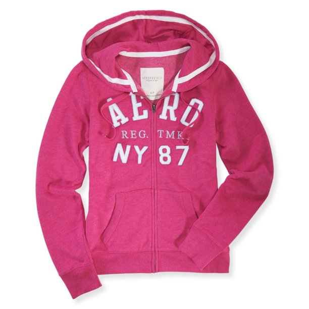 Aeropostale Mujer Reg Tmk. Sudadera con capucha y cremallera completa, rosa, extragrande Aeropostale Sudadera