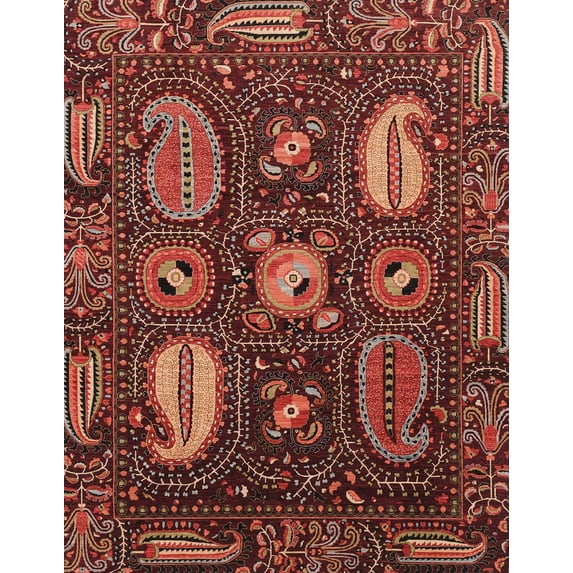 Ahgly Company Indoor Rectangle Abstract Rust Pink Abstract Area Rugs, 8' x 12'