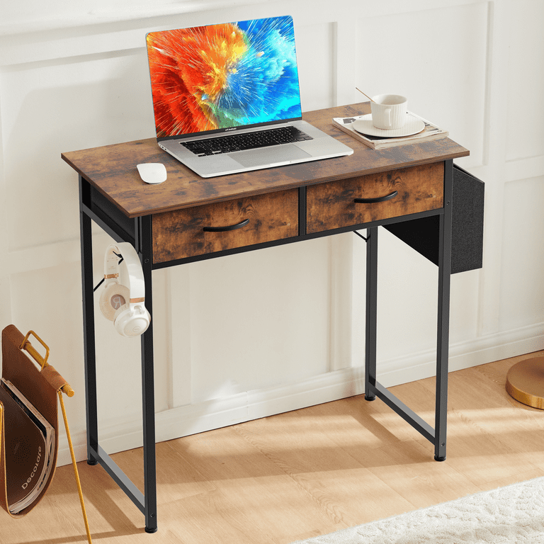 CONCETTA 32-Inch Writing Desk with Drawers, Brown photo 2