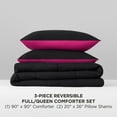 thumbnail image 4 of The Sheet Lab Reversible Box Stitch Comforter Set, 3-Piece Full/Queen – Hot Pink/Black, 4 of 9