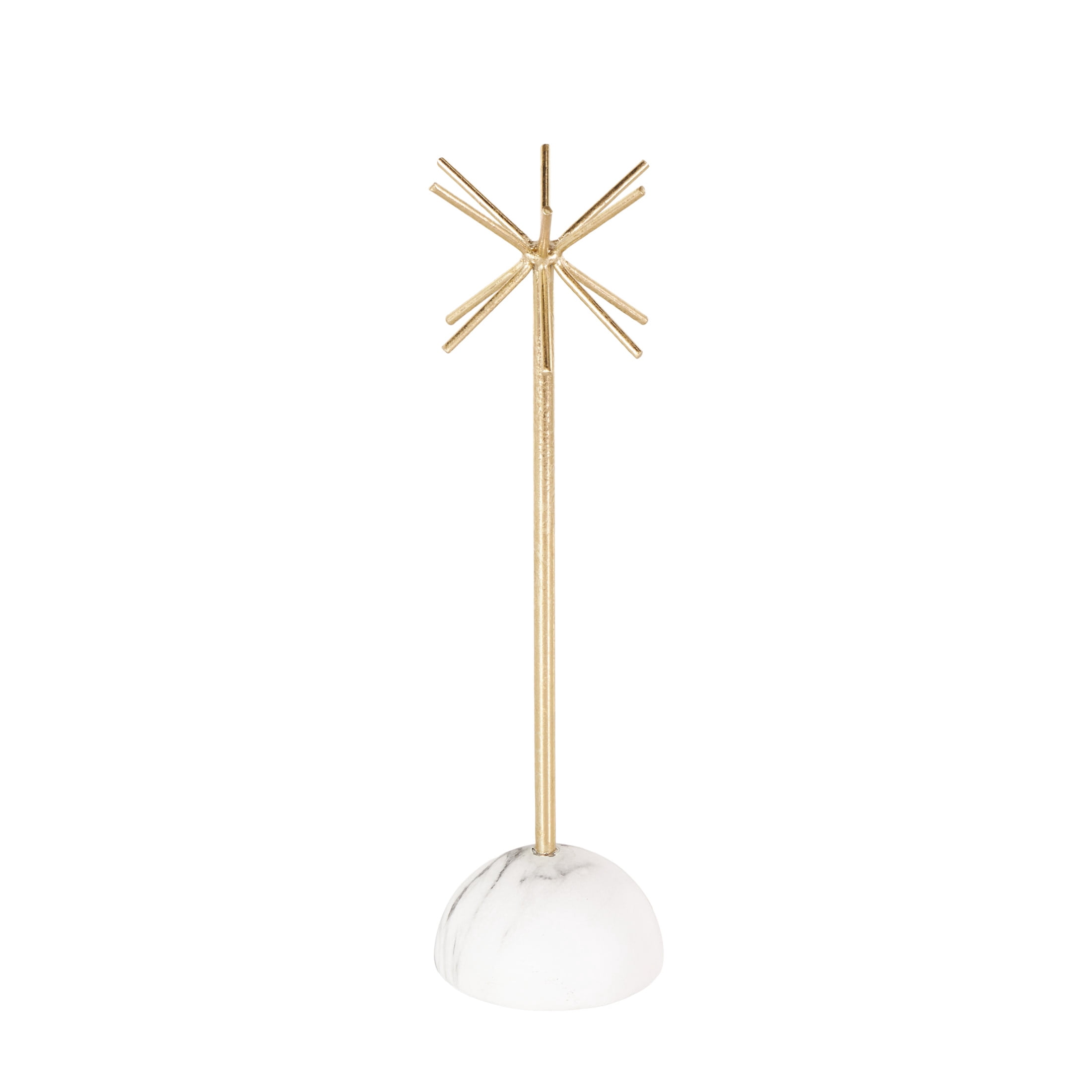 DecMode 4" x 13" Gold Metal 12 Slot Jewelry Stand with White Base, 1-Piece