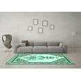 thumbnail image 3 of Ahgly Company Indoor Square Animal Turquoise Blue Traditional Area Rugs, 6' Square, 3 of 4
