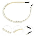 thumbnail image 2 of Unique Bargains 1 Pc Elegant Faux Pearl Headband for Women for Girls 4.33" ID Gold Tone White, 2 of 4