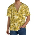 thumbnail image 3 of Vsdgher Flower Print Men's Wrinkle Free Untucked Cuban Shirt Business Casual Button Down Shirts Short Sleeve Shirt, 3 of 7
