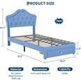 thumbnail image 2 of Twin Velvet Platform Bed with LED Lights & Crystal Button Headboard, 2 of 2