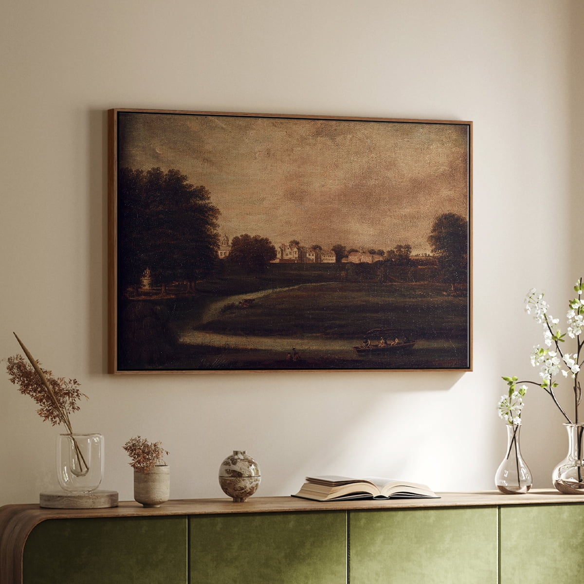 Vintage Landscape-CCCXVI By Wexford Home Framed in Walnut Wood Gallery Wrapped Canvas 17 in. x 25 in.