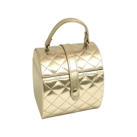 Silver Faux Leather Jewelry Box - 5.5W x 4.5H in.