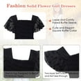 thumbnail image 6 of Aideaone Girls Chiffon Dress Flutter Ruffle Short Sleeve Kids Square Neck Frocks Black 6-13Y, 6 of 7
