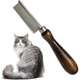 thumbnail image 4 of Juego de 2 peines rectos + peine antipulgas, cepillo de acero inoxidable para el aseo de gatos y perros, herramienta de corte y aseo para perros de pelo largo., 4 of 5
