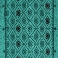 thumbnail image 1 of Ahgly Company Machine Washable Indoor Square Abstract Turquoise Blue Modern Area Rugs, 4' Square, 1 of 4