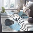 thumbnail image 2 of Abstract Mid Century Area Rug,Tropical Leaves Blue Geometric Floral Modern Art Rugs, Boho Style Multipurpose Washable Home Decor Mat For Bedroom Living Room Classroom Office, 2 of 7