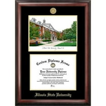 Campus Images IL966LGED-108 8 x 10 in. Illinois State Gold Embossed Diploma Satin Mahogany Frame with Lithograph
