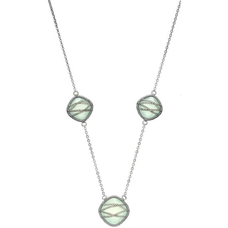 5th & Main Sterling Silver Hand-Wrapped Triple-Squared Chalcedony Stone Necklace