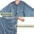 thumbnail image 4 of PAVILIA Fleece Poncho Blanket for Women |  Wearable Blanket Gift, Warm TV Shawl Sweater Cape with Pom Pom Fringe and Pockets, Cozy Gifts for Women (Dusty Blue), 4 of 7