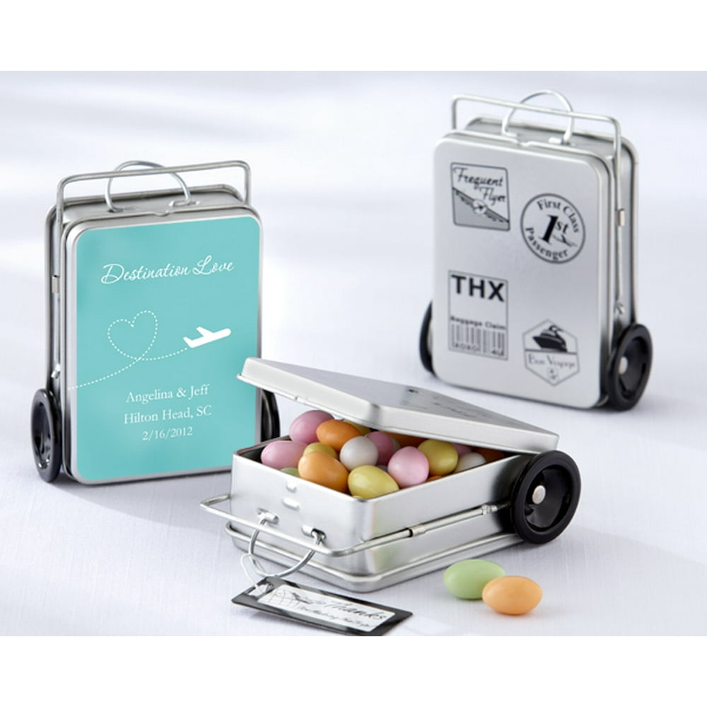 Kate Aspen Miles of Memories Suitcase Favor Tins (2 Sets of 12, 24 pcs