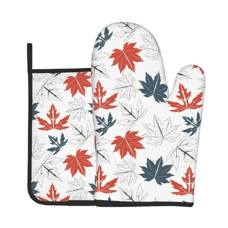 

Oven Gloves Hot Pads For Kitchen Decor Seamless Pattern With Autumn Leaves Isolated On White Background Heat Resistant 2pcs For Cooking Baking Bbq