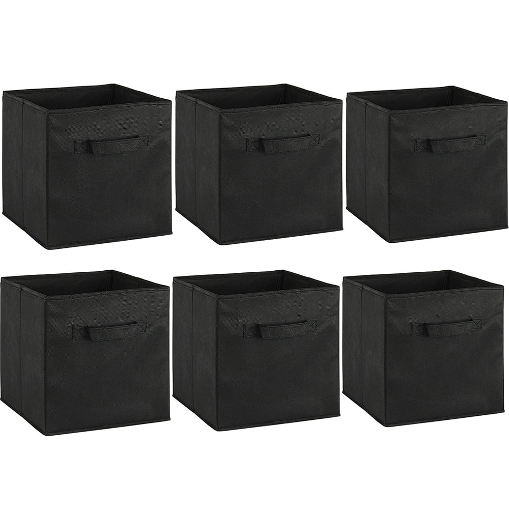 6pcs Collapsible Foldable Cloth Fabric Cubby Cube Storage Bins Baskets w/ Handle