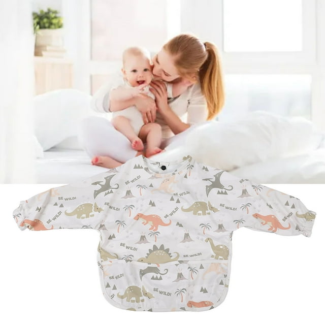 Babero De Manga Completa, Diseño De Hebilla Trasera, Babero Suave Impermeable Para Niños Pequeños, Ligero Y Portátil Para Exteriores